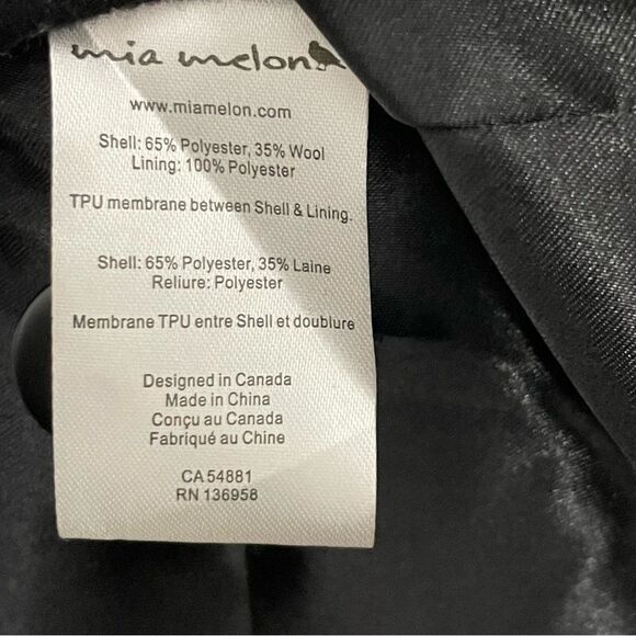 Mia Melon Satin-Lined Waterproof Wool Jacket Hooded - Jessica Black Size Large - Picture 11 of 11